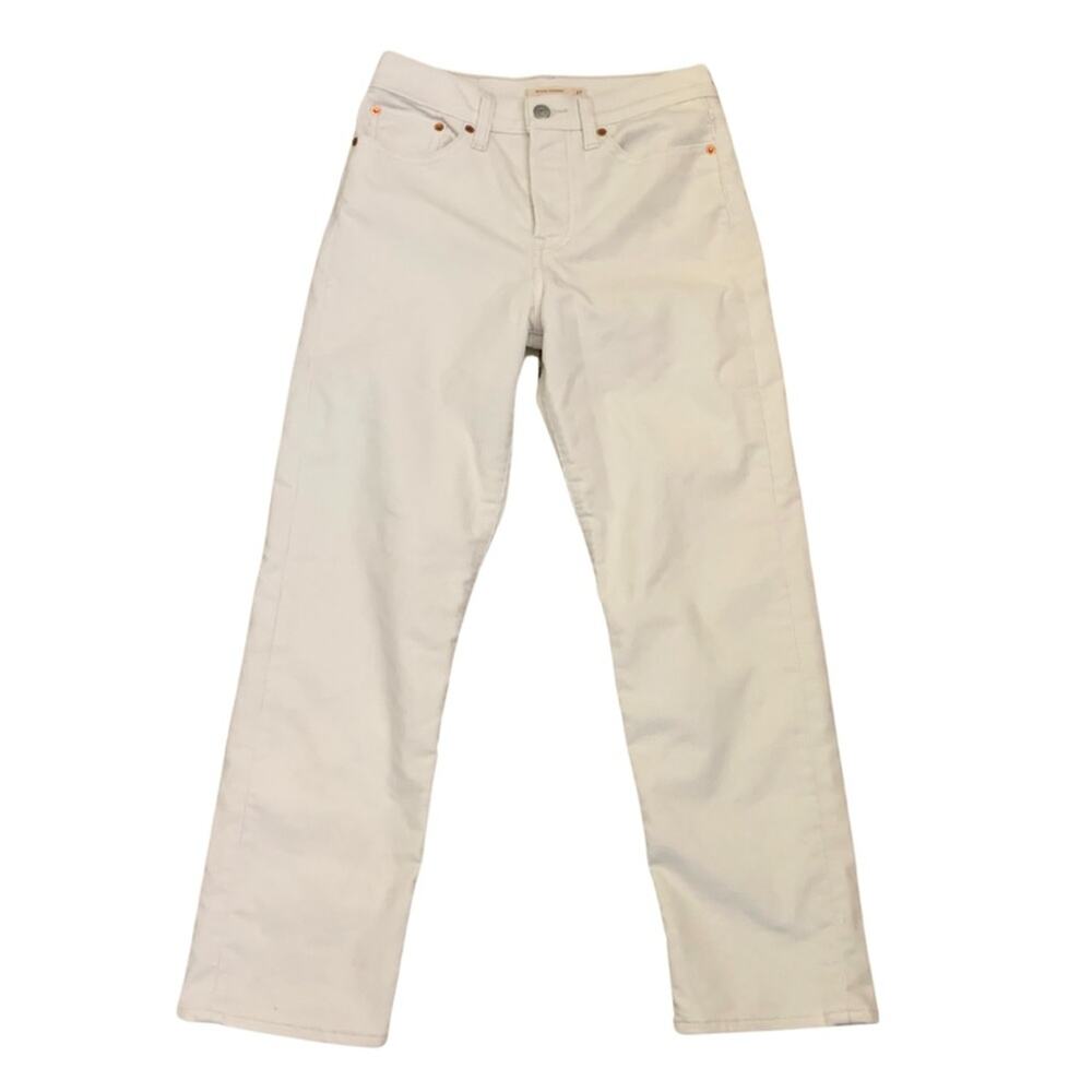 Cream Ivory Levi’s Premium Straight Cropped Corduroy Pants 27 High Rise Coastal